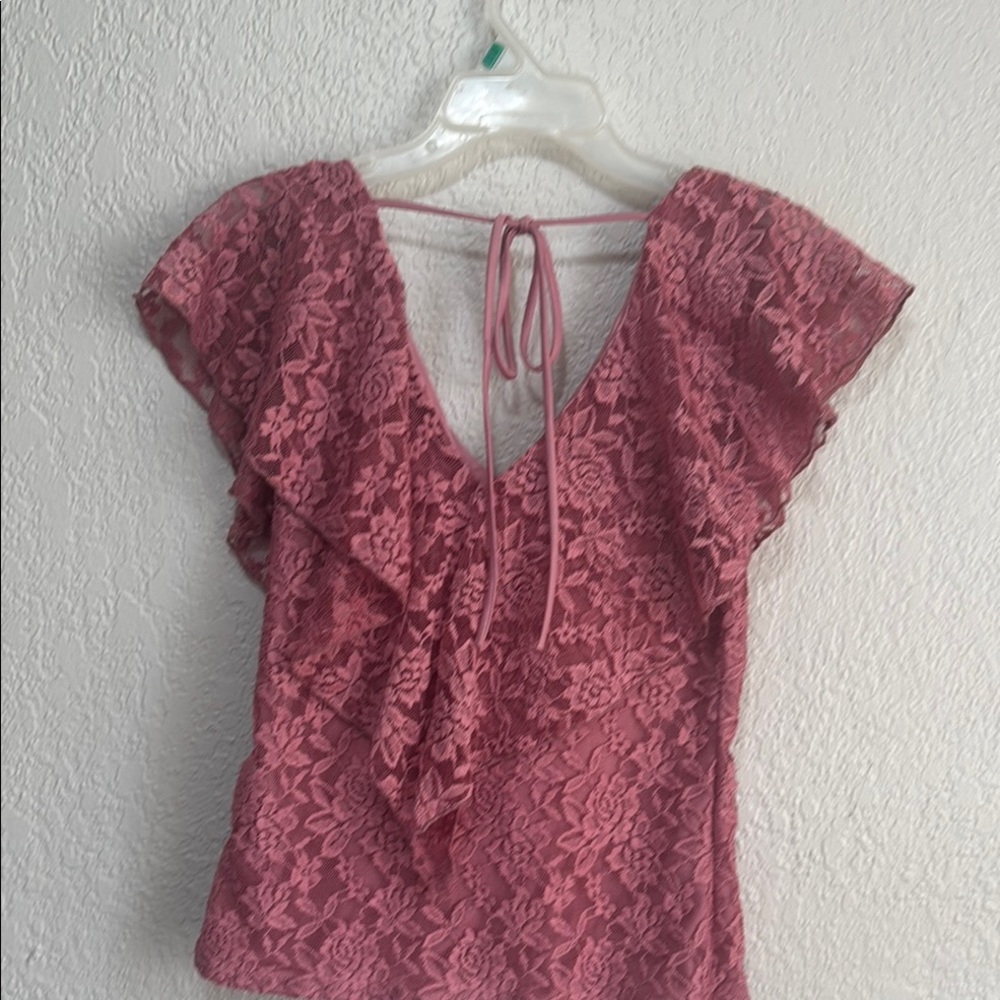 Pink Lace Ruffle Top - Picture 2 of 2